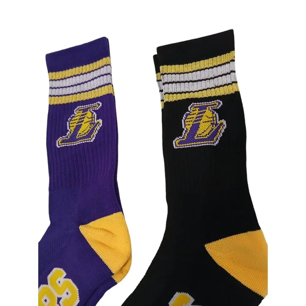 3 Pairs NBA Los Angeles LAKERS CREW Socks Men's Size 6-12‎ Sporty Tube Official